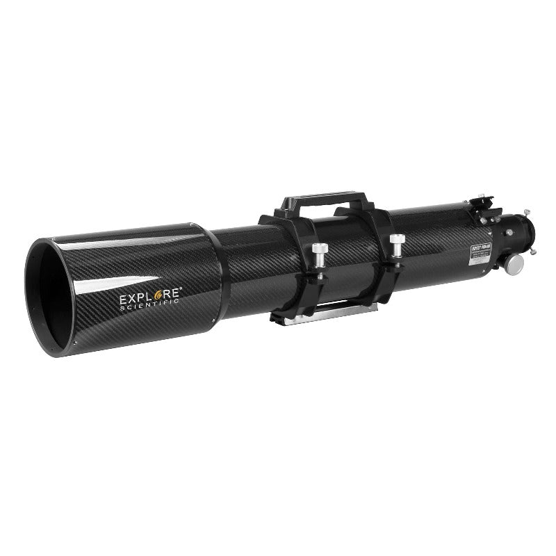 Explore Scientific front view of the FCD100 127mm Refractor Telescope with carbon fiber material